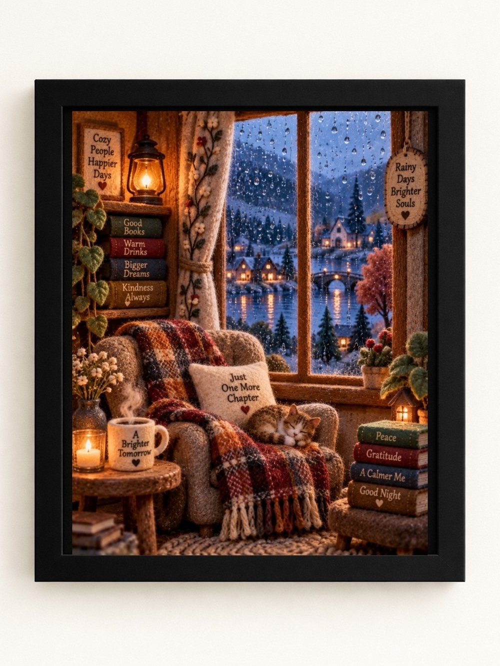 Cozy Reading Nook A.I. Art - 8x10 Framed Print